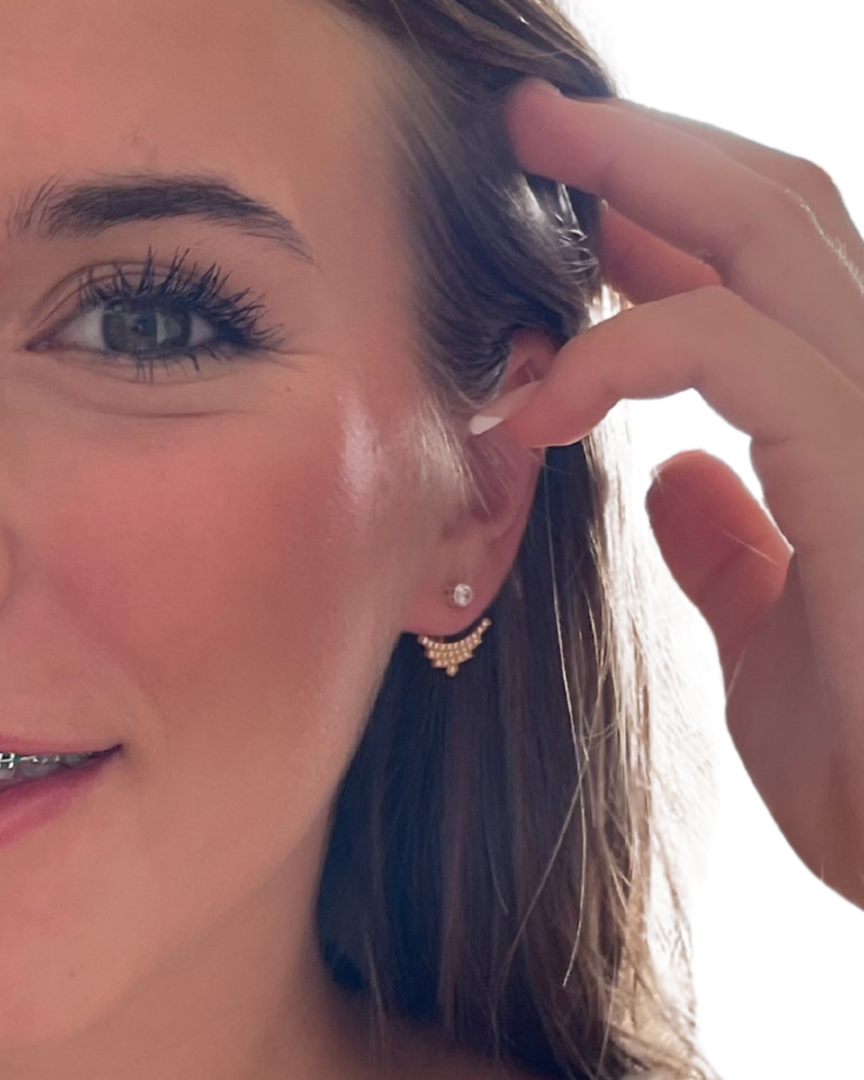 Aros Ear Jacket Elegance con cristales Swarovski en Oro-2