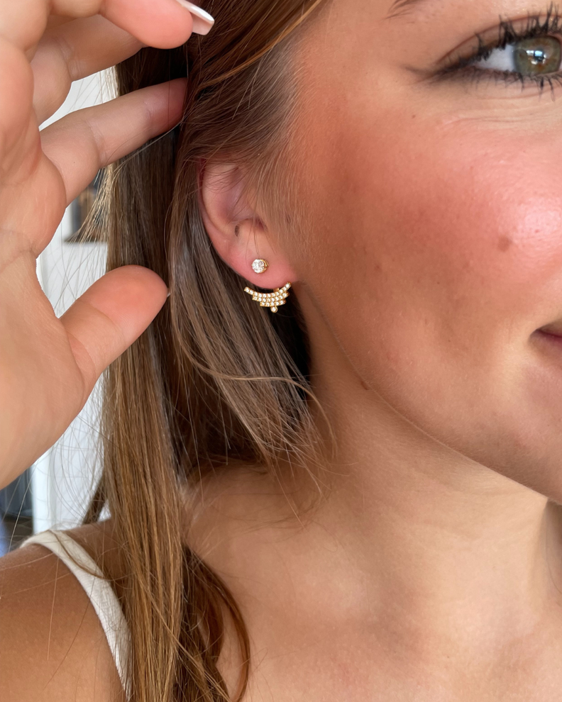 Aros Ear Jacket Elegance con cristales Swarovski en Oro-4