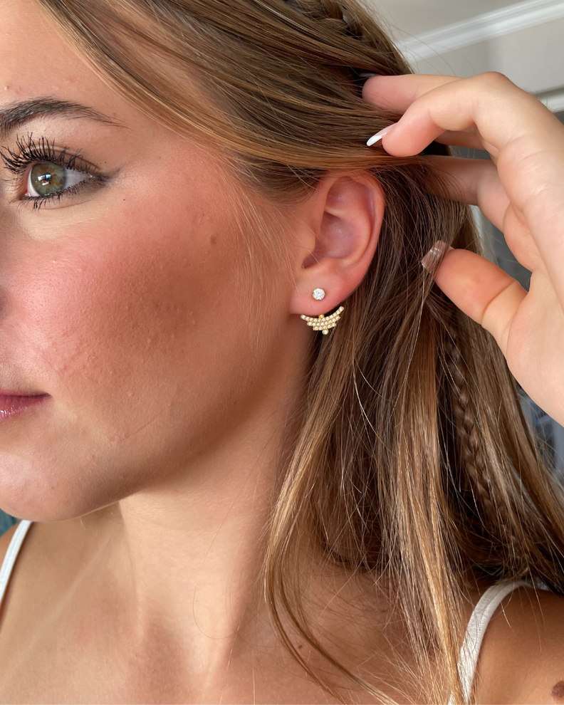 Aros Ear Jacket Elegance con cristales Swarovski en Oro-5
