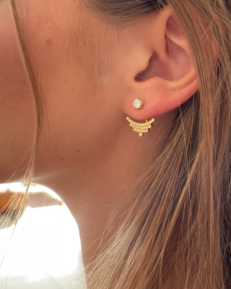 Aros Ear Jacket Elegance con cristales Swarovski en Oro-6