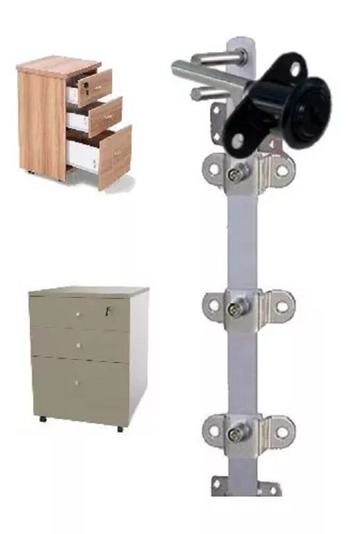 Cerradura Chapa Frontal Kardex Cajonera 1pcs P/3cajon 50cm Negra-0