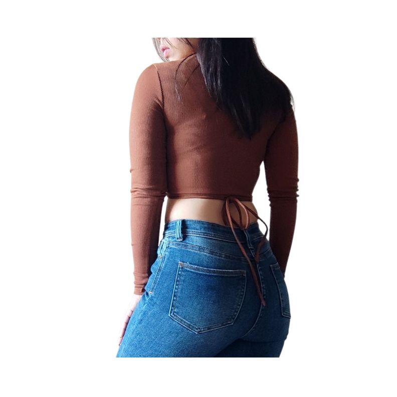 Crop Top Cuello Alto Manga Larga-1