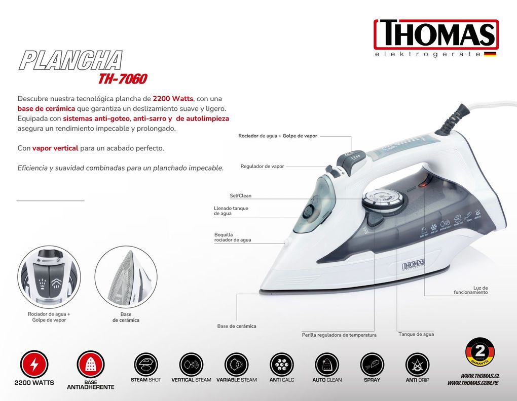 PLANCHA THOMAS TH-7060-3