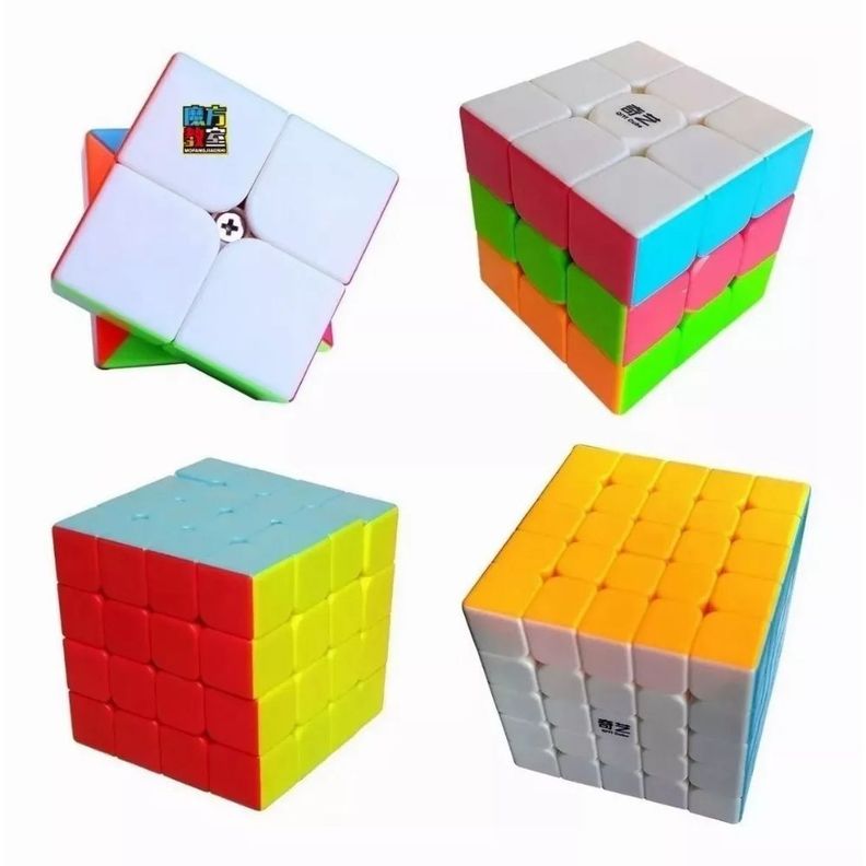 Set 4 Cubos Rubik Qiyi Uso Profesional. Lubricado.-1