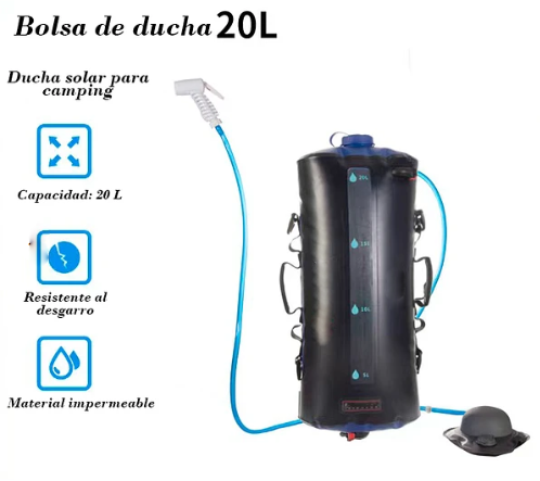 Ducha solar portátil para camping con medidor de temperatura-1