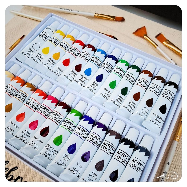Set Arte Pinturas Acrílicas Kit arte 45 Piezas 24 Colores-6