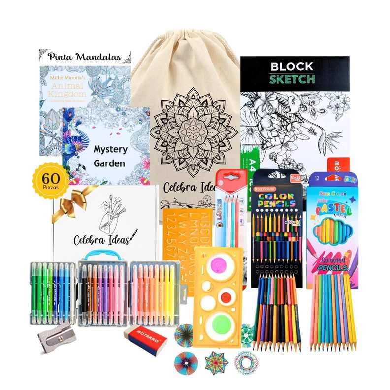 Set de Arte Dibujo kit Para Colorear mandalas 60 Pcs. Kit arte-0