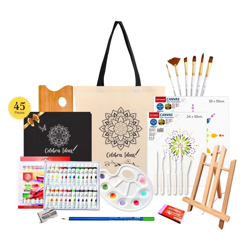 Set de Arte Pintura al Óleo 24 colores– Kit de Arte 45 Piezas-0