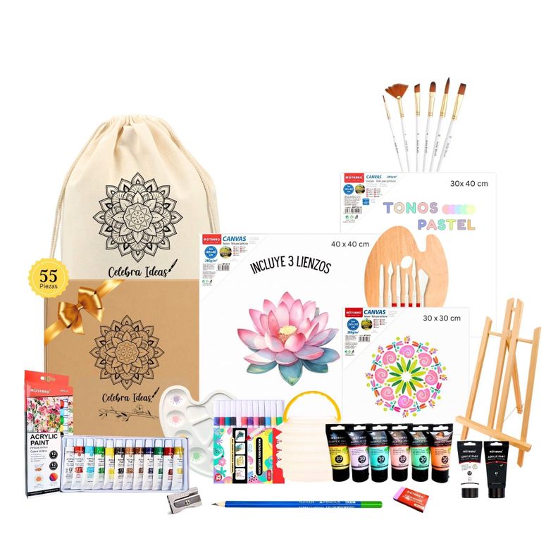 Set kit de Arte pinturas Acr licos tonos pastel bastidores y marcadores
