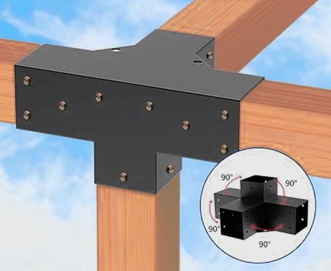 UNION TIPO T PÉRGOLAS Y TERRAZAS PARA PILARES DE MADERA 4X4 95X95MM-2
