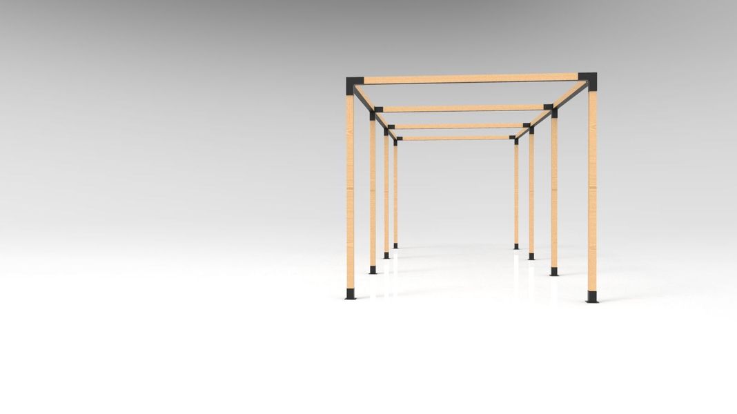 KIT DE PÉRGOLAS Y TERRAZAS MADERAS DE 4"x4" (95x95mm) DE 9X3 METROS-1