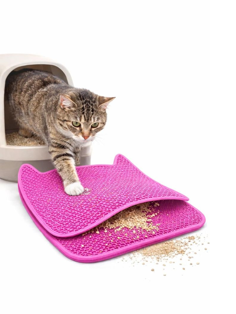 Alfombra para Arena de Gatos Doble Capa 65x49 cm Rosado 10