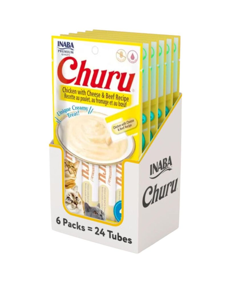 Churu Cat Pollo, Vacuno y Queso 14g x4 | Pack 6 Unid Verde 10