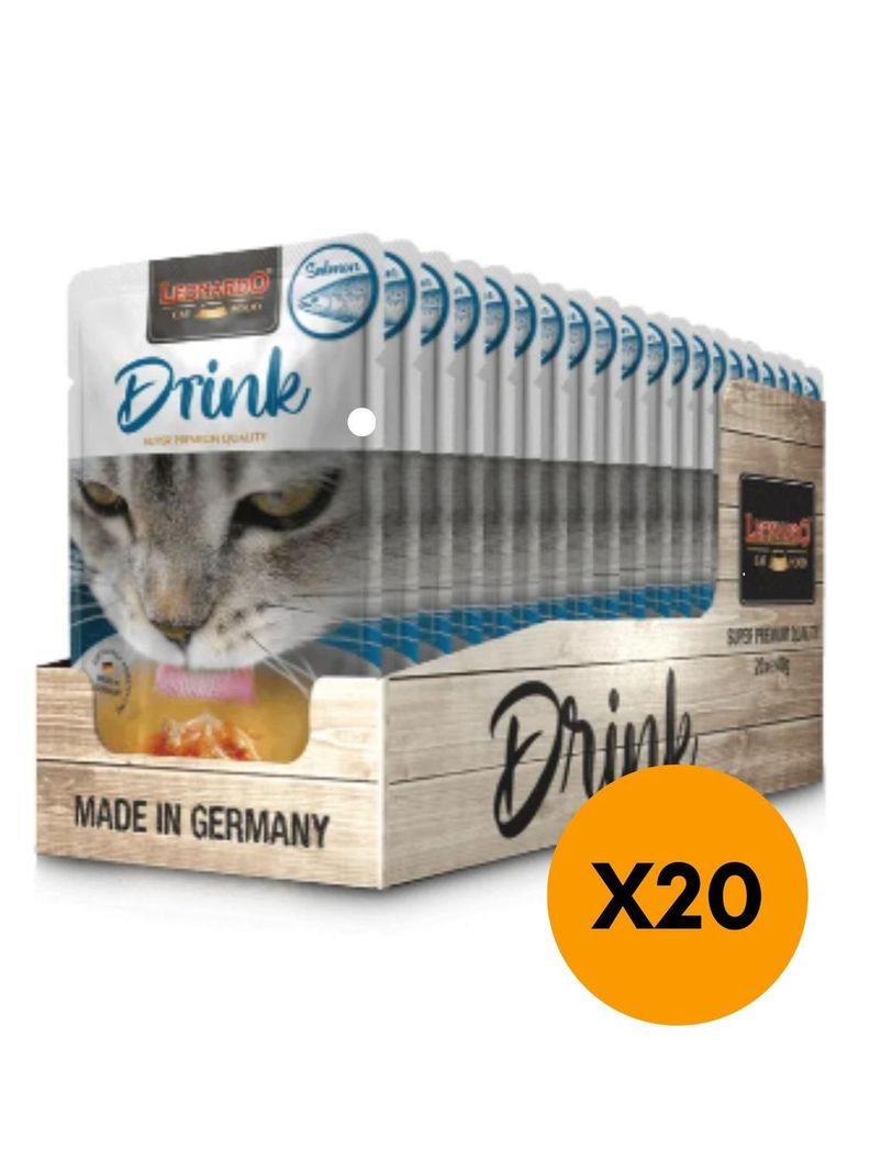 ALIMENTO LEONARDO DRINK SABOR SALMÓN 40 GR (PACK 20 SOBRES)-0
