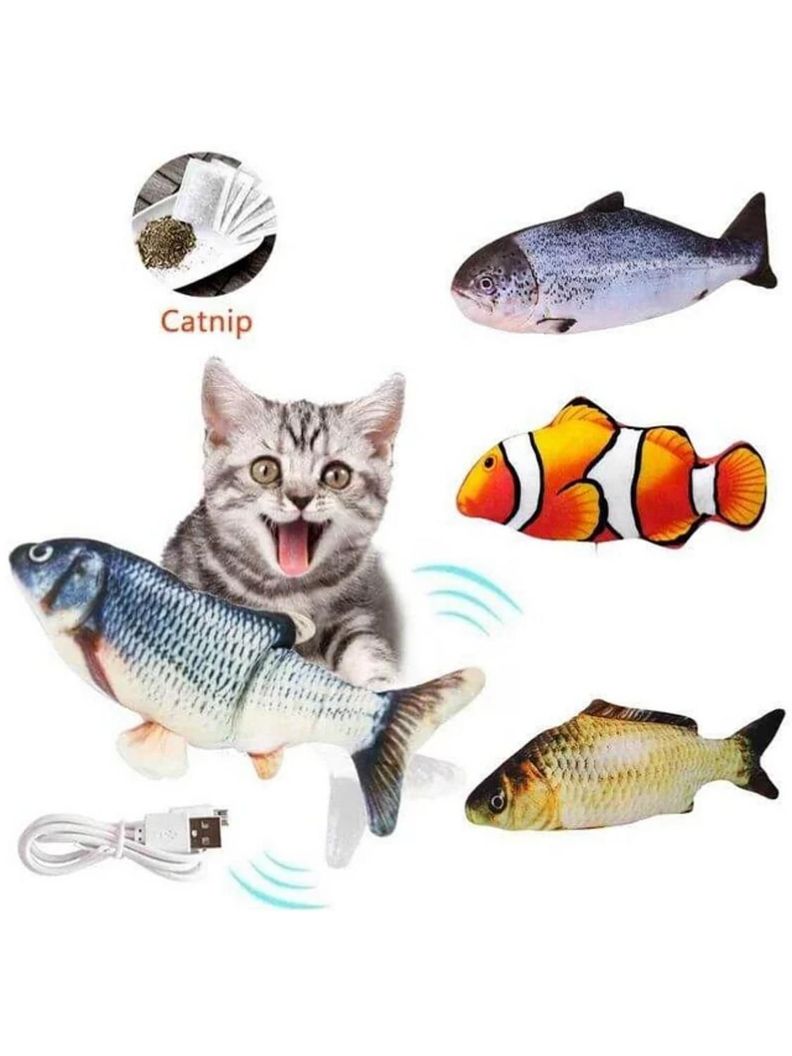 Peluche Pez Con Movimient Para Gatos + Catnip-1