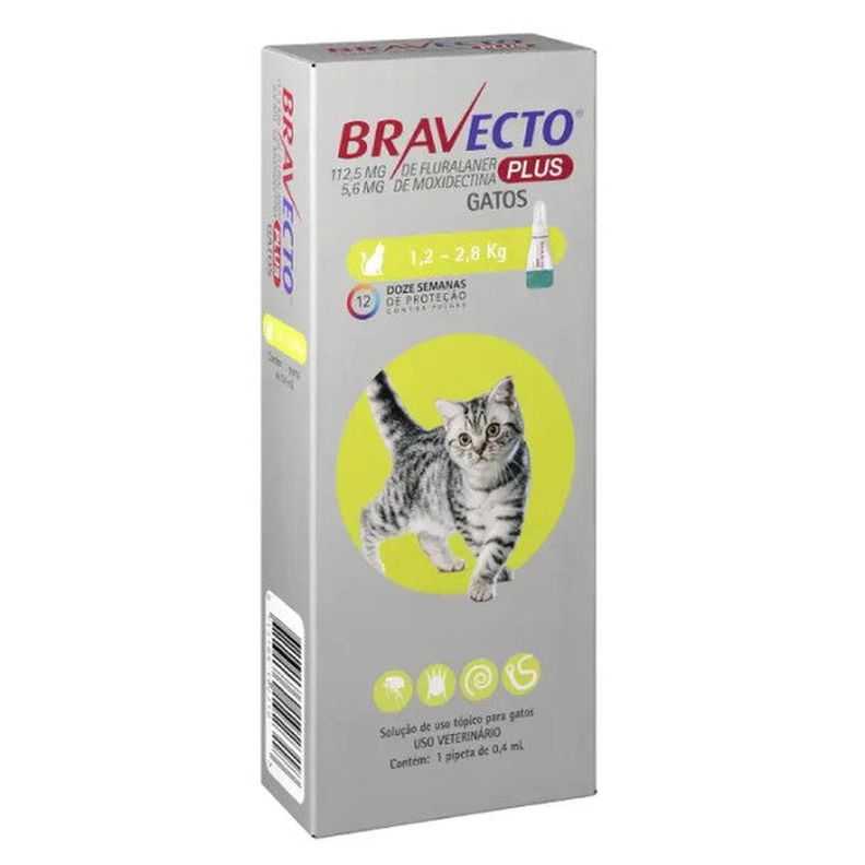 Antiparasitario Bravecto Gato Pipeta Plus - 1,2 A 2,8 KG-0
