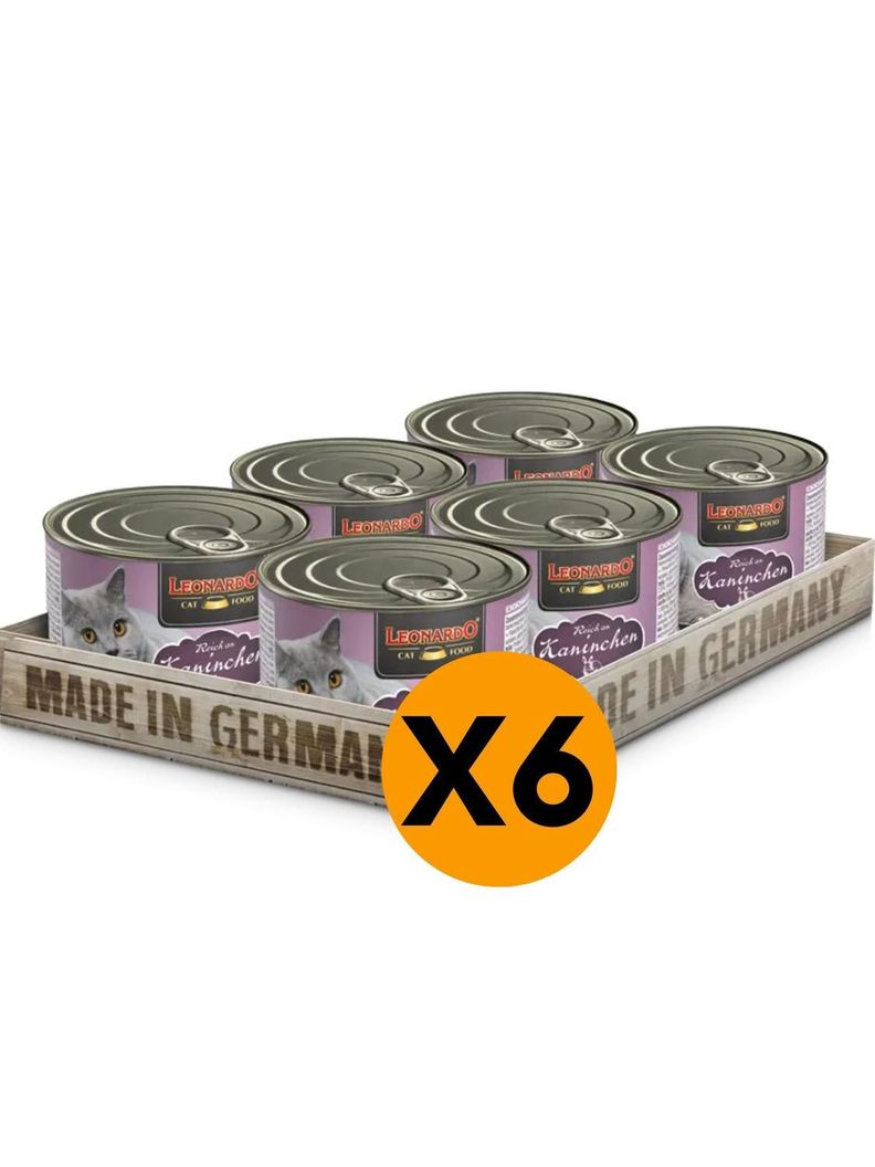 Alimento Leonardo Para Gato Sabor Conejo 200g Pack X6-0