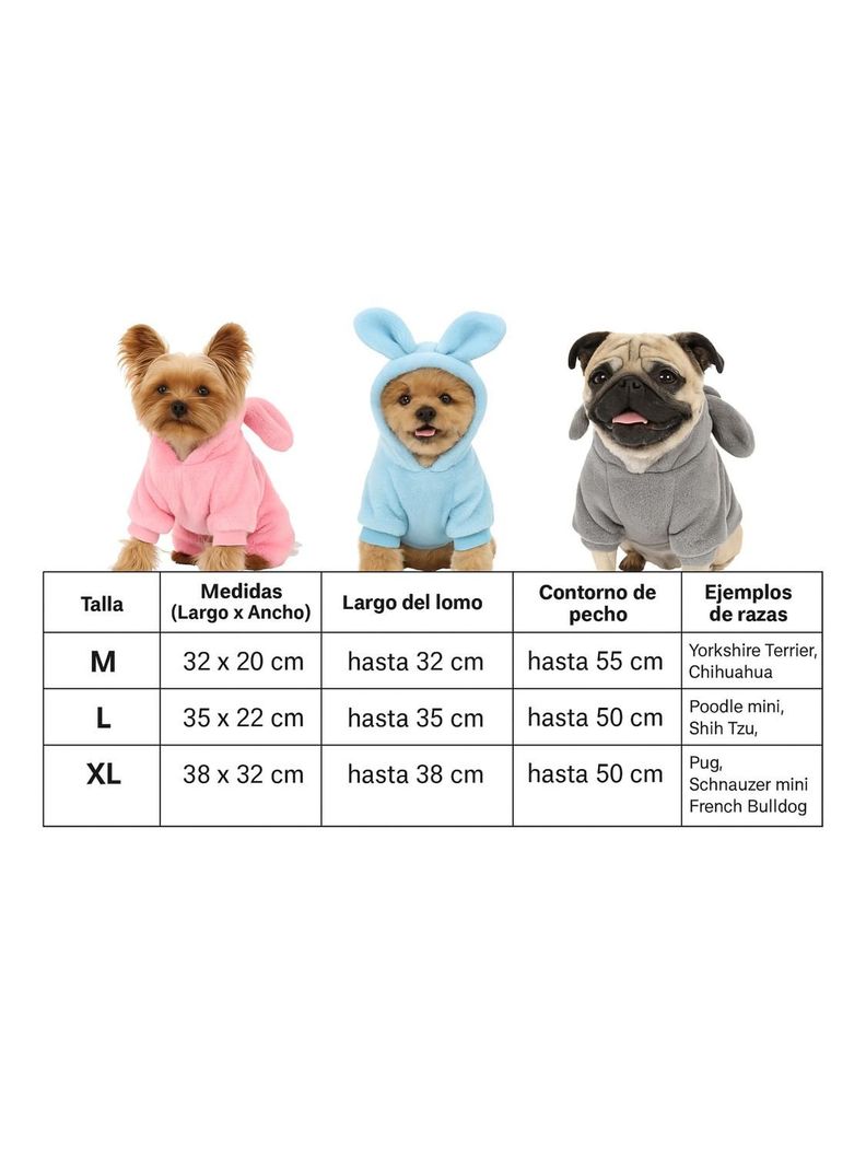 Ropa para mascota conejo orejas polar Talla L 35x22 CM-1