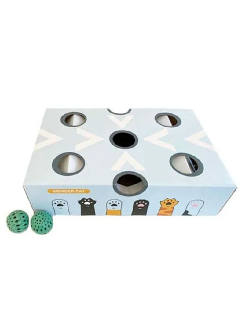 Juguete interactivo para gatos caja con pelotas 35x22x9 cm-0