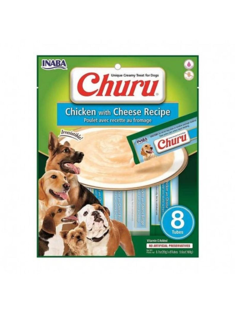 SNACK CHURU PERRO CHICKEN / CHEESE 20GR - 8 TUBOS-0