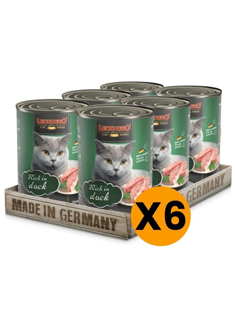ALIMENTO LEONARDO SABOR PATO LATA 400 GR PACK X6-0