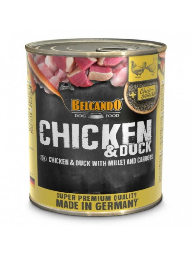 BELCANDO HUHN POLLO CON PATO MIJO Y ZANAHORIAS - LATA 800 GR-0