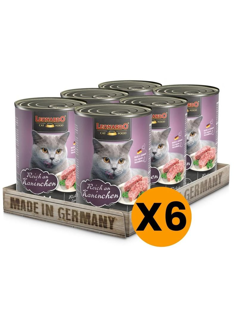 ALIMENTO LEONARDO SABOR CONEJO LATA 400GR PACK X6-0