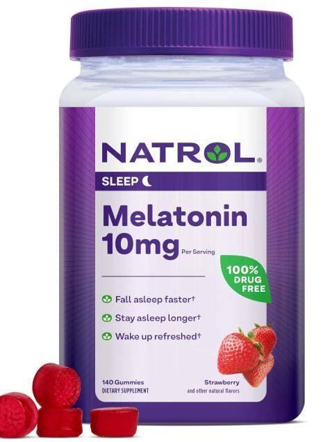 Melatonina 10mg 140 gomitas sabor frutilla - Marca Natrol - 70 Servicios-0