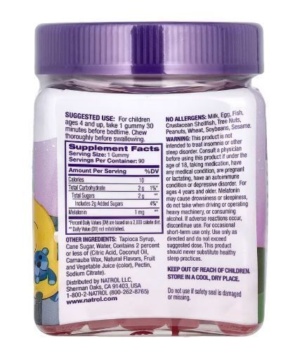 Melatonina 1mg 90 gomitas sabor frutilla - Marca Natrol-1