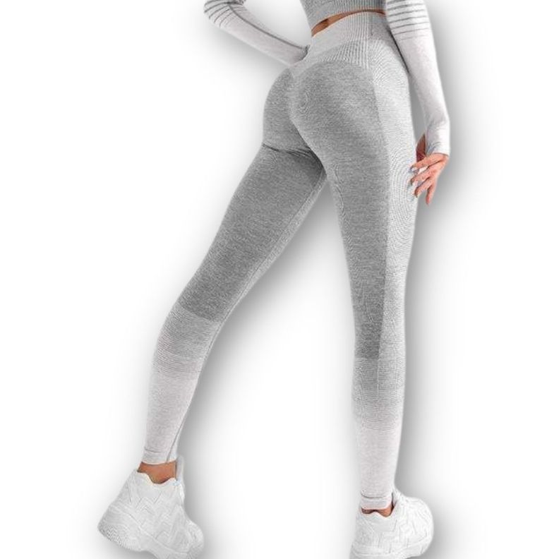 Conjunto Fitness Blanco Gimnasio 2 Piezas Manga Larga Sin Costuras-3