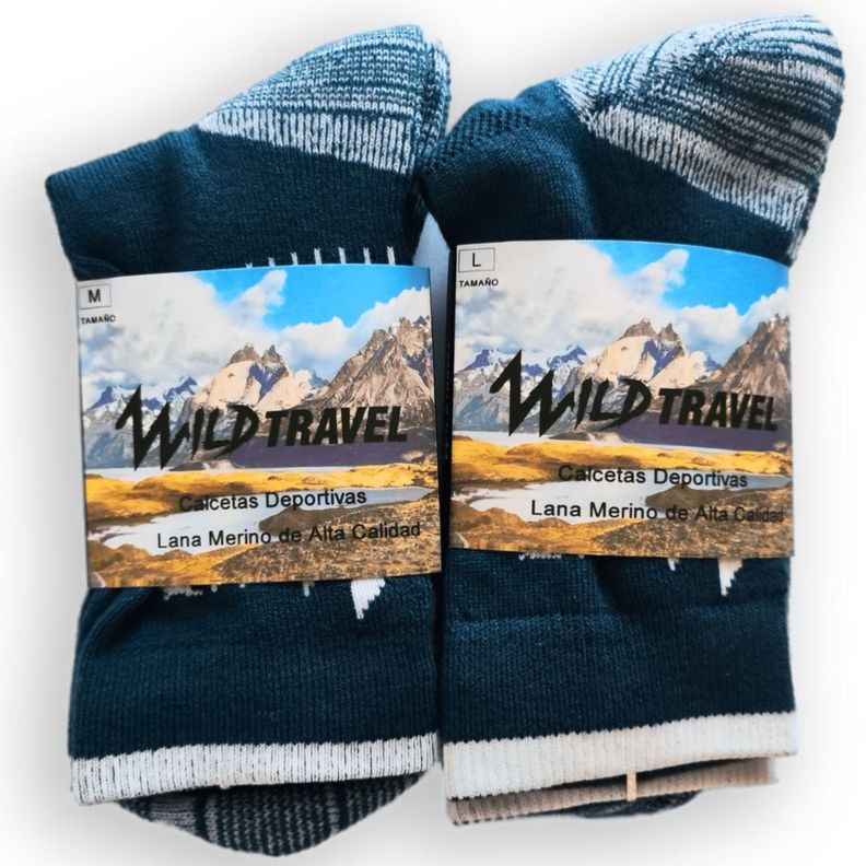 Calcetas Trekking Wild Travel Lana Merino Térmicas Deportiva-2
