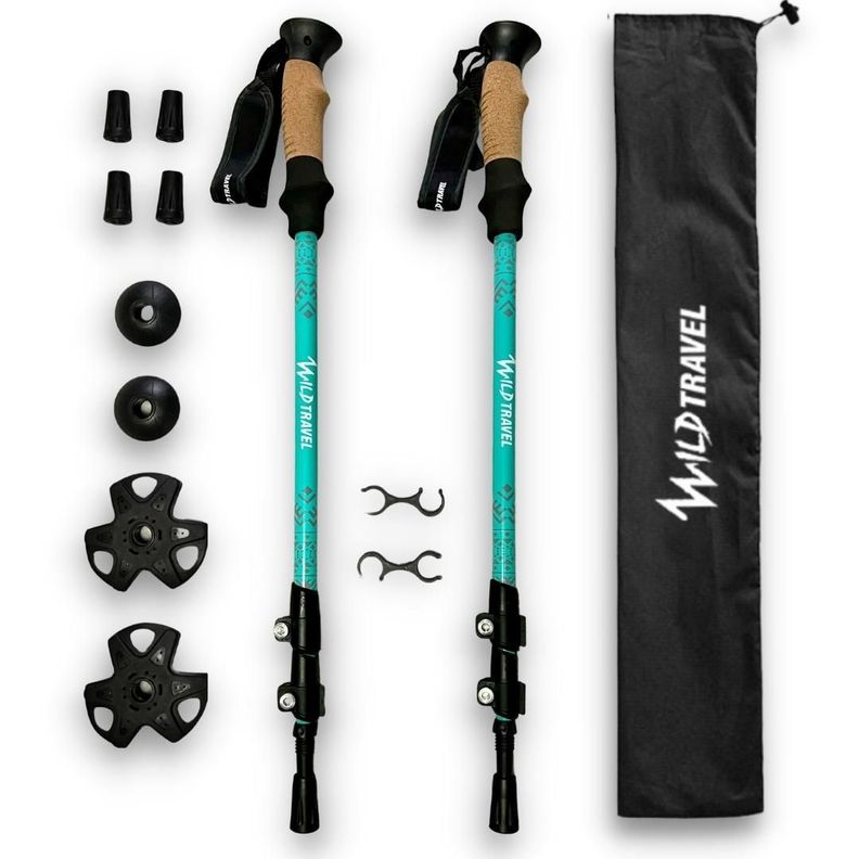 Bastones de Trekking Wild Travel 2 unidades Celeste-0