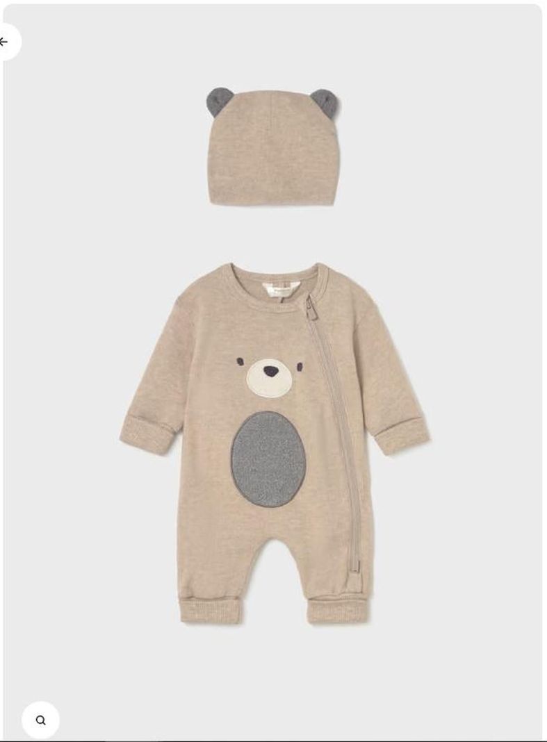 Enterito largo con gorro soft Beige 6 A 9 Meses