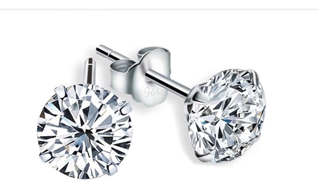 Aros Punto De Luz En Plata Italiana Ley 925 Circón Suizo 8mm-0