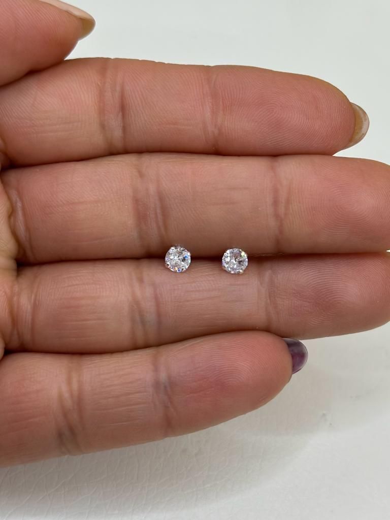 Aros Punto De Luz En Plata Italiana Ley 925 Circón Suizo 8mm-1