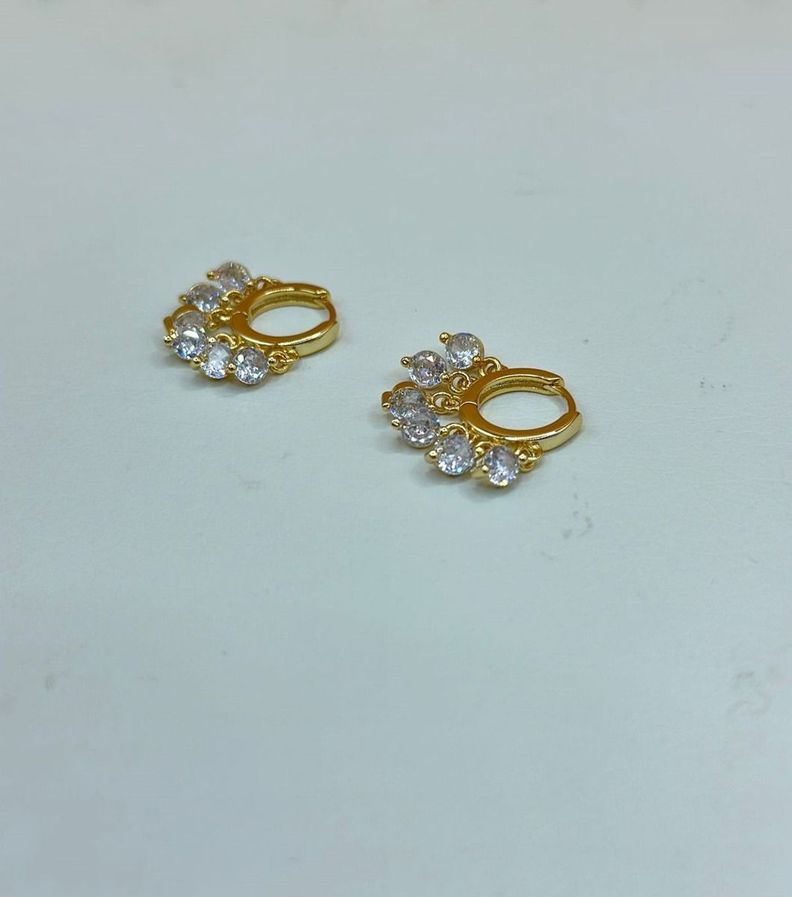 Aros Argolla Dama Circones Colgantes Plata Baño Oro-1