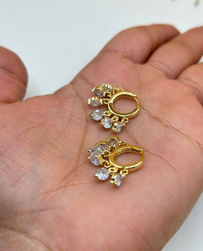 Aros Argolla Dama Circones Colgantes Plata Baño Oro-2