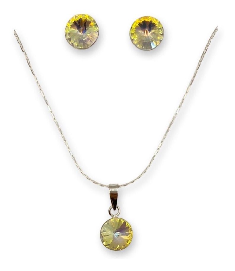Conjunto Cristal tornasol Plata 925