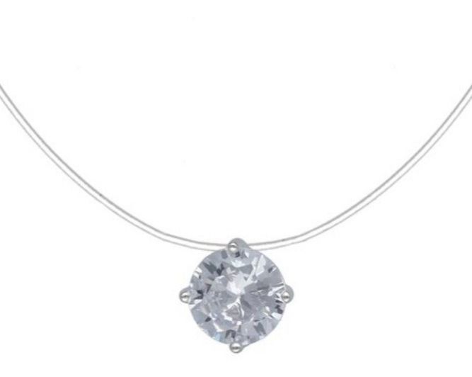 Collar Invisible Fantasma Nylon Punto Luz Grifas Plata 925-0