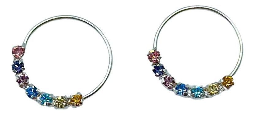 Aros Argolla Piercing Circones Colores Plata-0