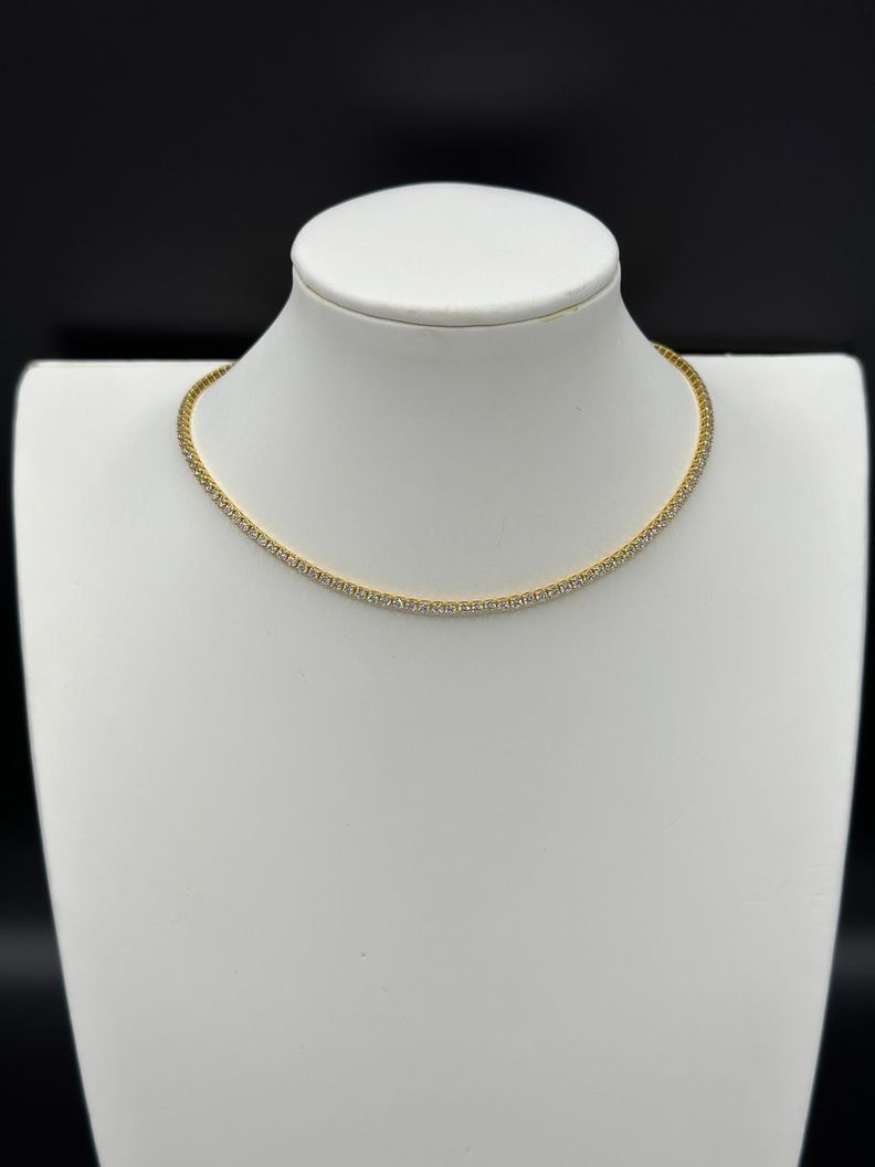 Collar Choker Tenis Circones Enchapado En Oro