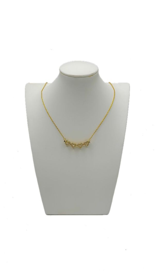 Collar Flor Corazon Plata Baño En Oro-1