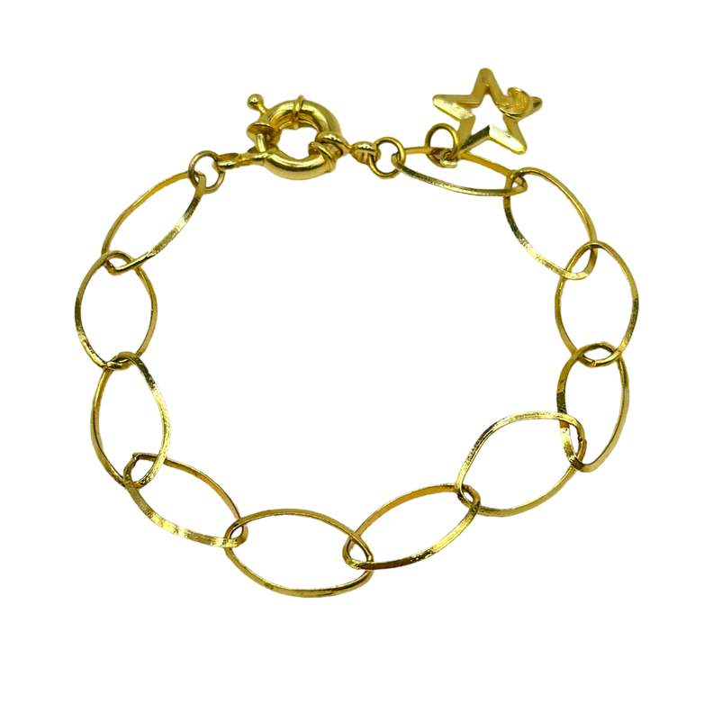 Pulsera Estrella Colgante Broche Timon Enchapada Oro-0