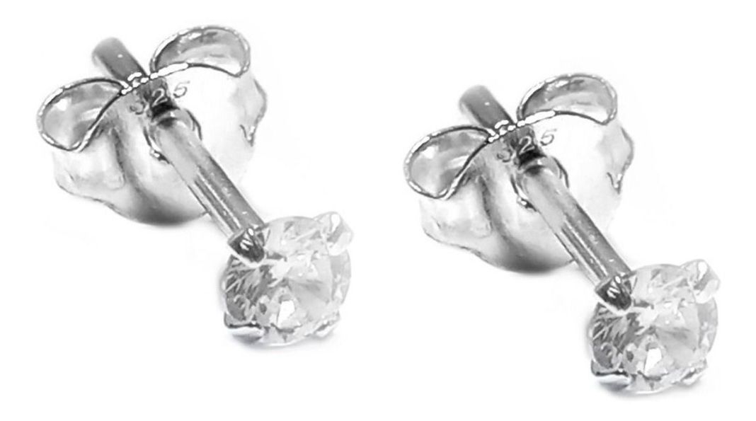 Aros Punto De Luz Pequeños 3 Mm Plata 925 Mas Estuché Regalo-0
