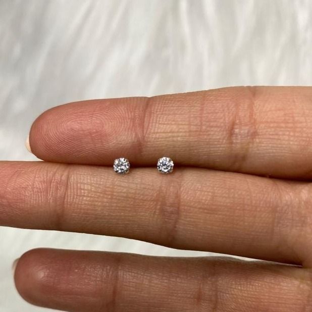 Aros Punto De Luz Pequeños 3 Mm Plata 925 Mas Estuché Regalo-1