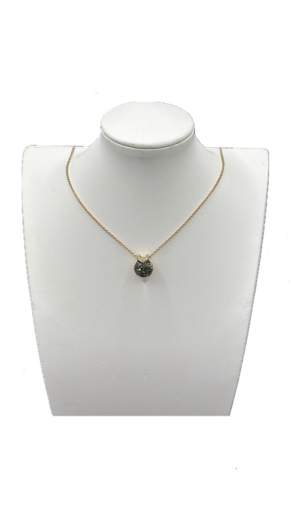 Collar Punto Luz Cristal Humo Baño Oro Rosa-0