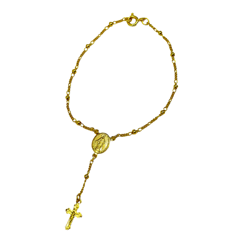 Pulsera Denario Cruz Baño En Oro-0