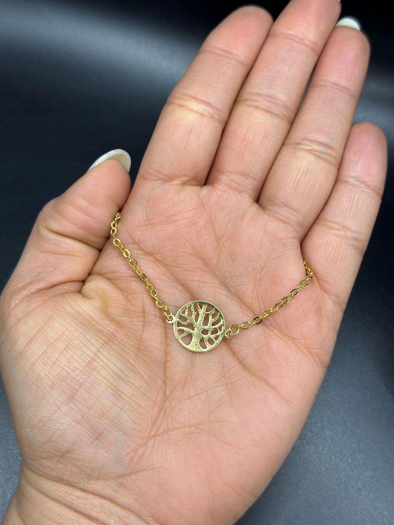 Collar Choker Juvenil Arbol De Vida Enchapado En Oro-1
