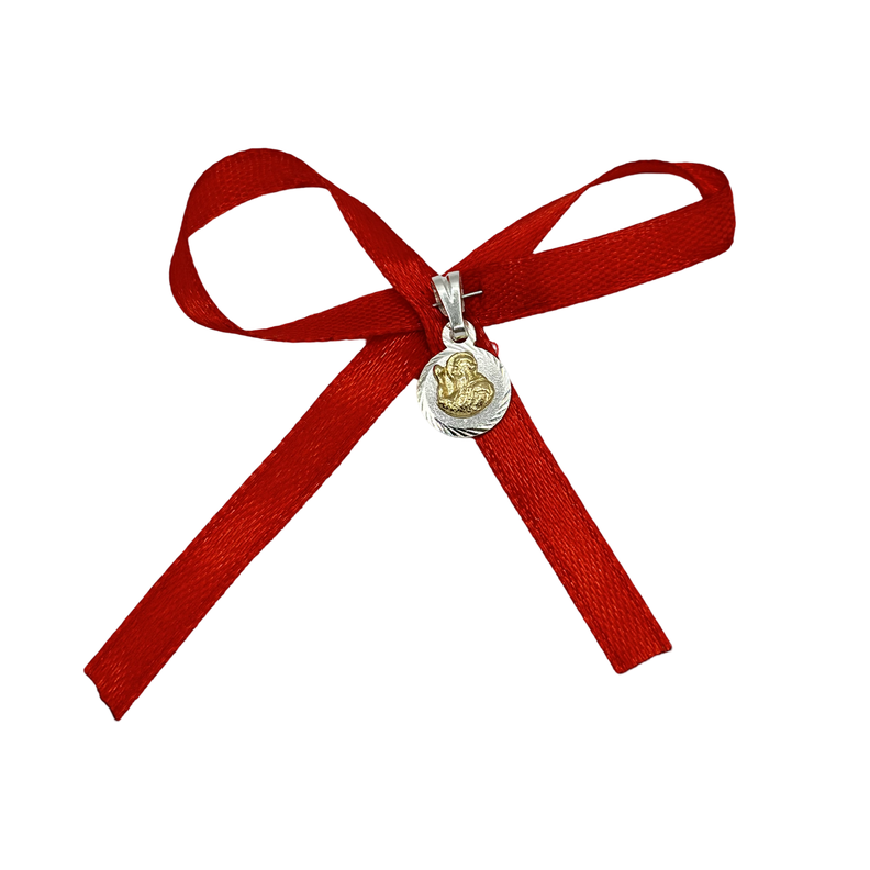 Medalla San Benito Protección Bebe Plata Oro-0