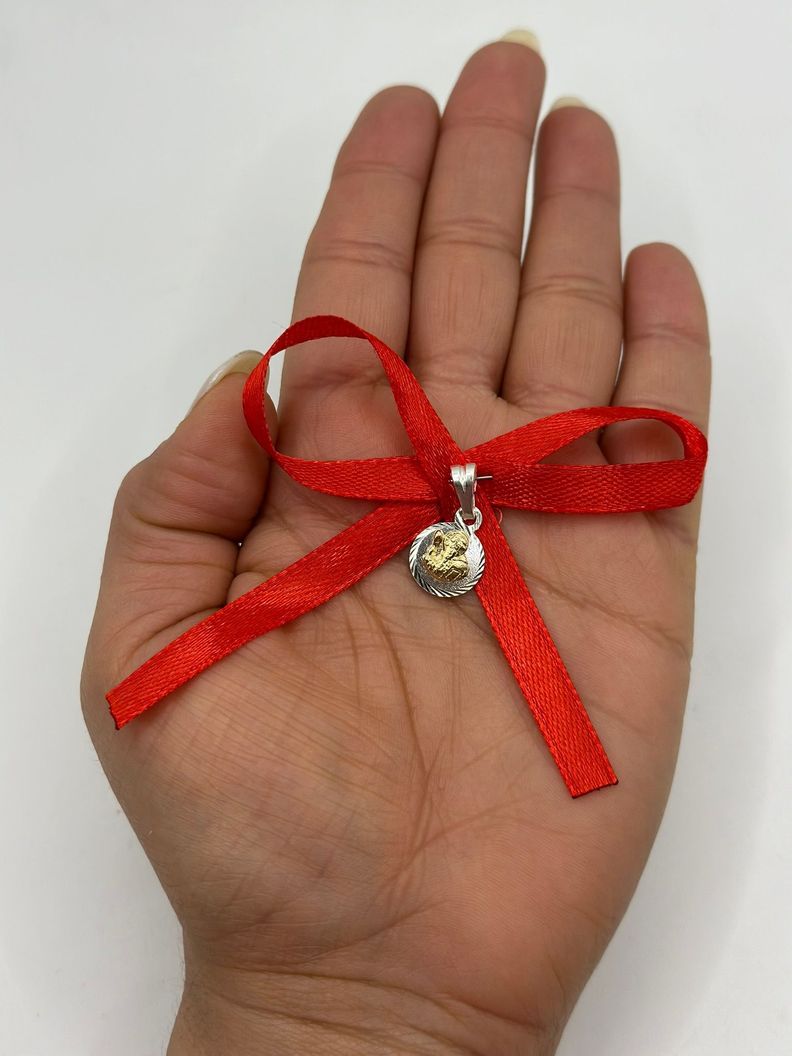 Medalla San Benito Protección Bebe Plata Oro-1